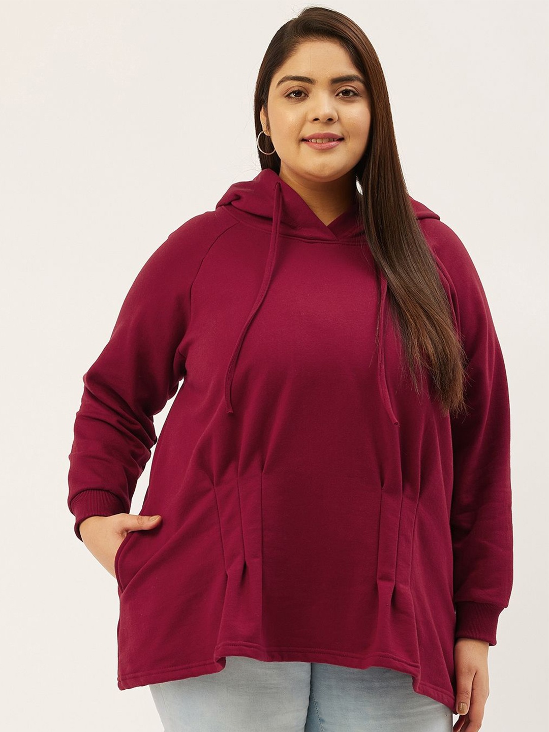 

theRebelinme Women Plus Size Hooded Pullover Sweatshirt, Maroon