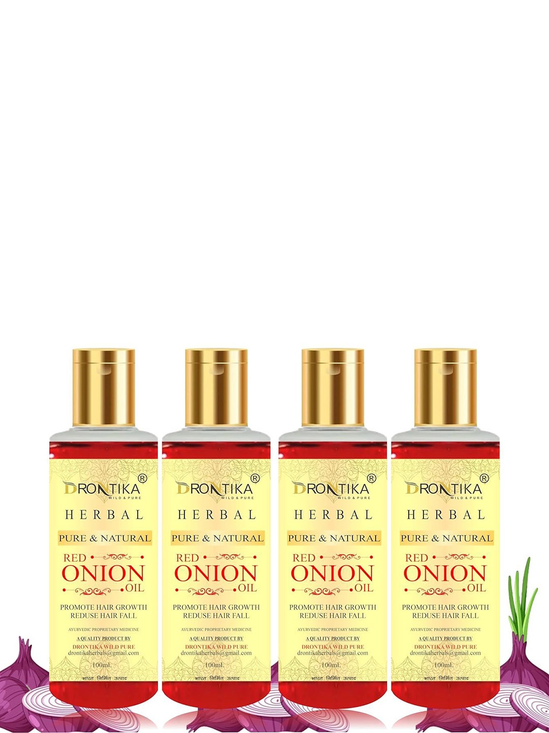 

DRONTIKA Set Of 4 Pure & Natural Red Onion Oil - 100 ml Each, White