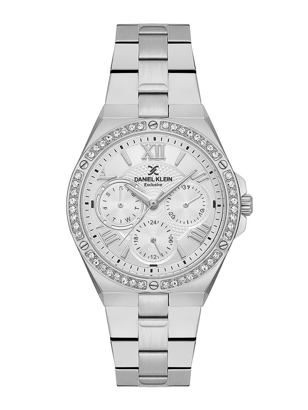 

Daniel Klein Exclusive Women Embellished Bracelet Style Straps Analogue Watch DK.1.13772-1, Silver