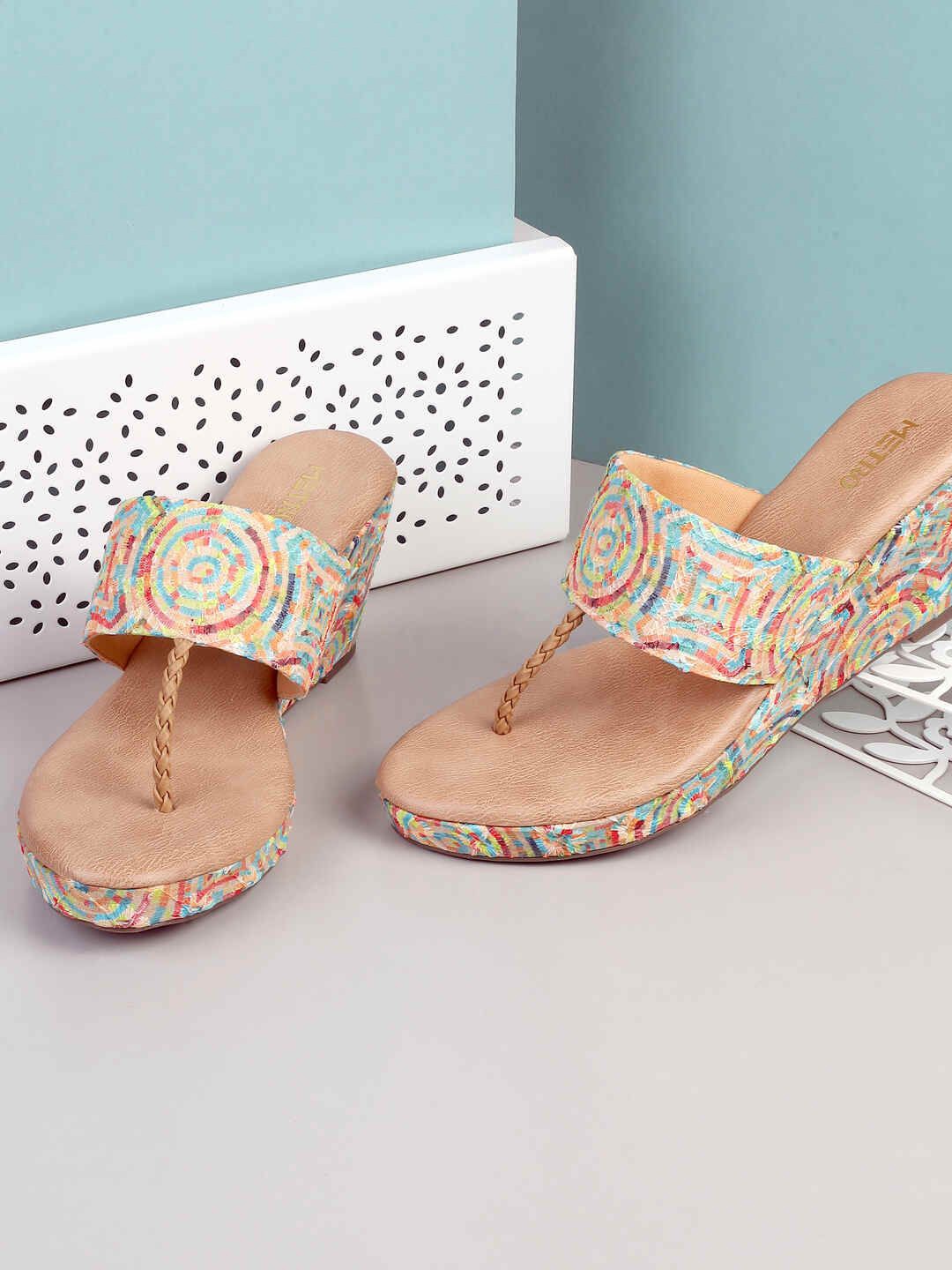 

Metro Women Woven Design Wedge Sandals, Beige