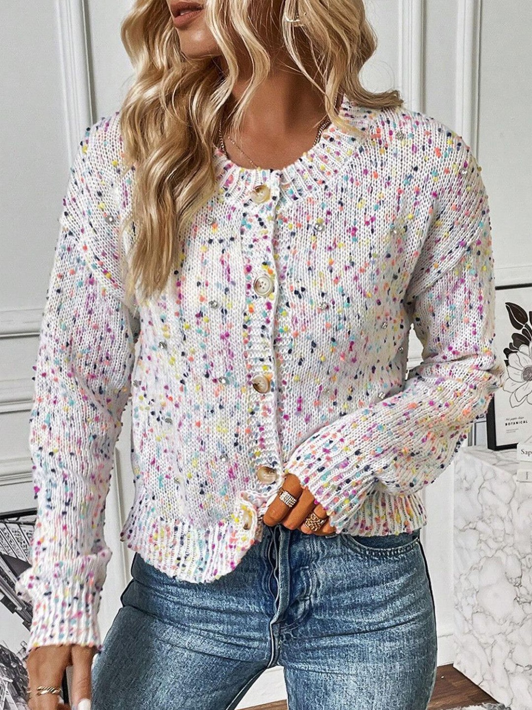 

StyleCast Women Round Neck Cardigan, White