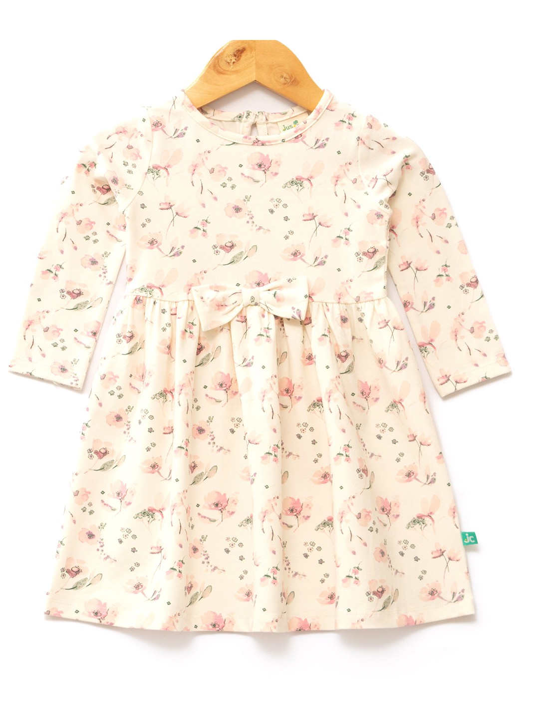 

JusCubs Girls Floral Printed Cotton Fit & Flare Dress, Off white