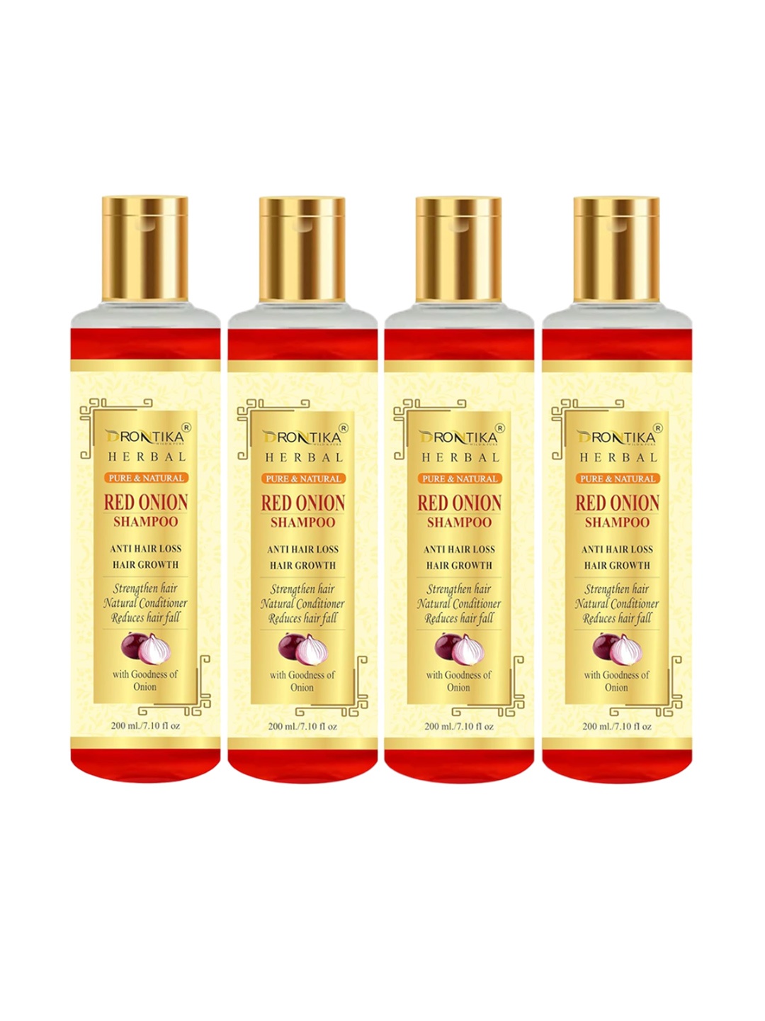 

DRONTIKA Set Of 4 Red Onion Natural Shampoo - 200 ml Each, White