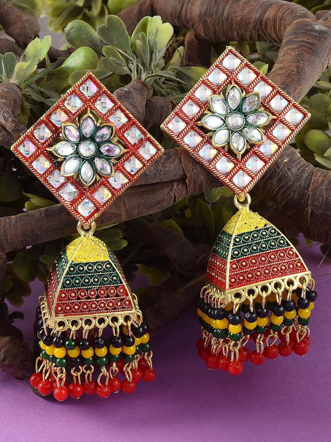 

MEMOIR Gold-Plated Kundan Studded Classic Jhumkas