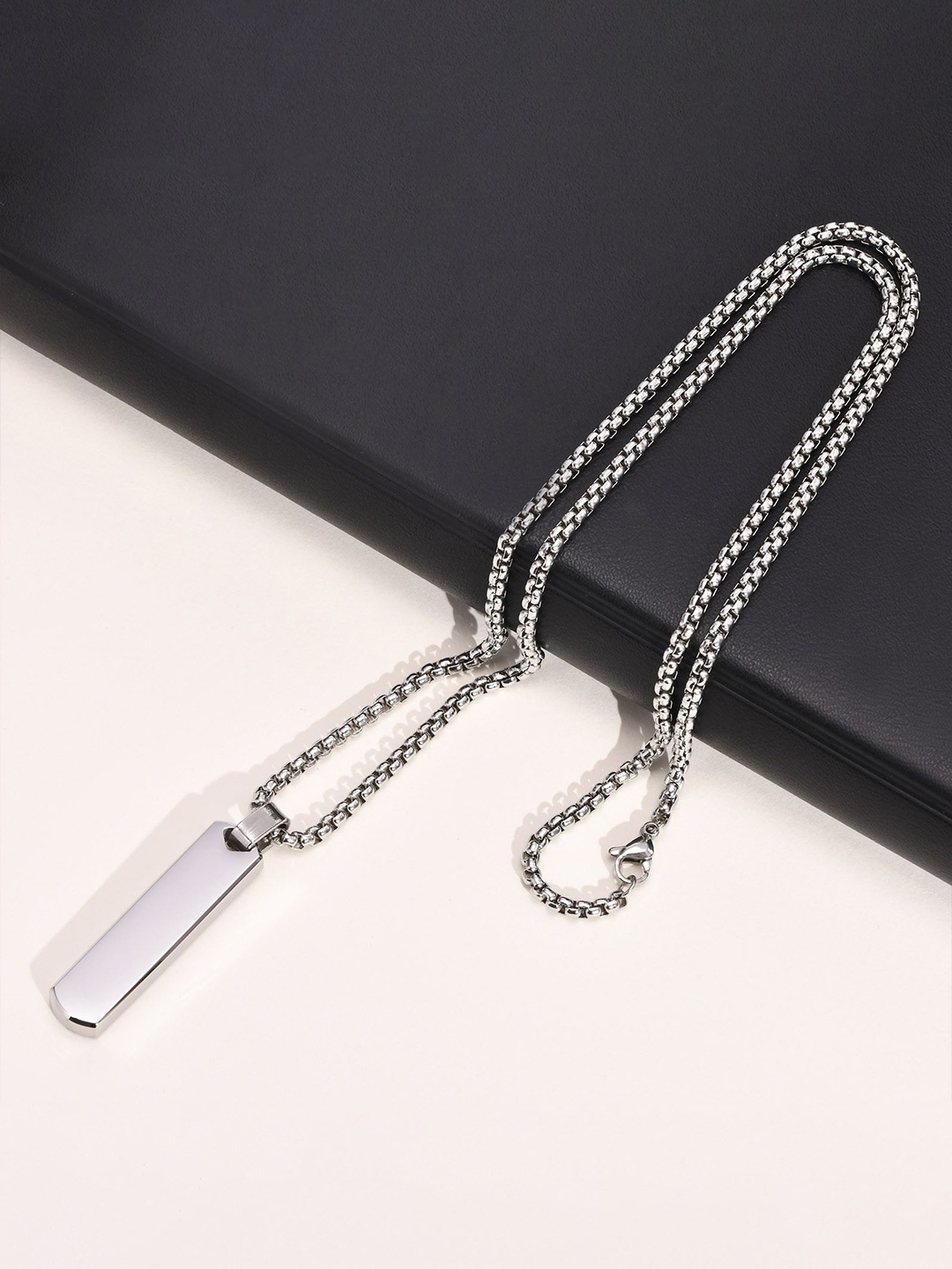 

KRYSTALZ Unisex Sliver-Plated Stainless Steel Pendant With Chain, Silver
