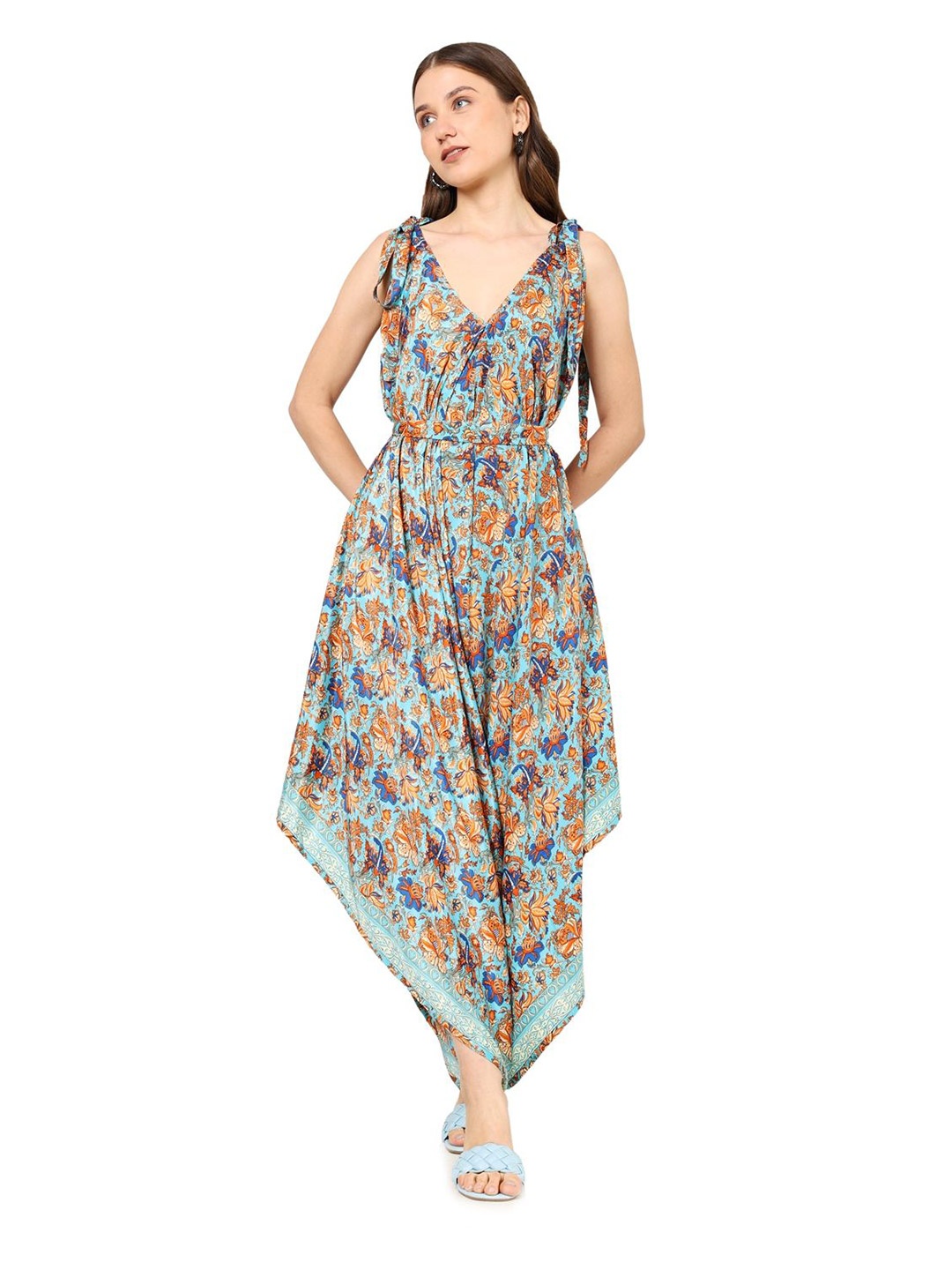 

IKRASS Women Floral Printed Fit & Flare Midi Dress, Blue