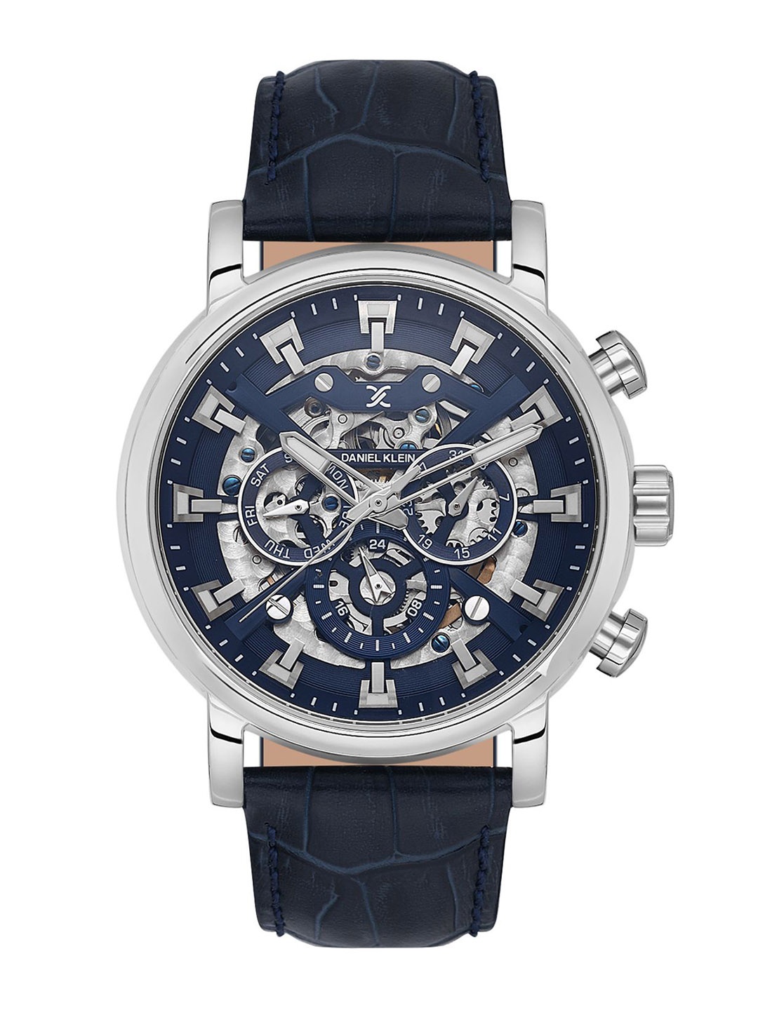 

Daniel Klein Skeleton Men Dial & Leather Textured Straps Analogue Watch DK.1.13850-2, Blue