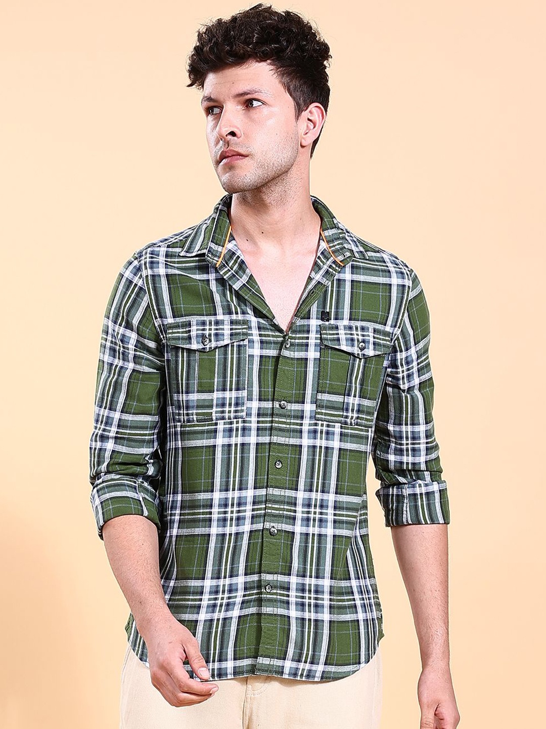 

The Indian Garage Co Men Checked Casual Shirt, Green
