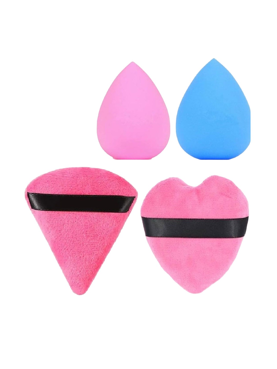 

Facejewel Set Of 4 Big Triangle Heart Puff & Makeup Blender Puff, Pink