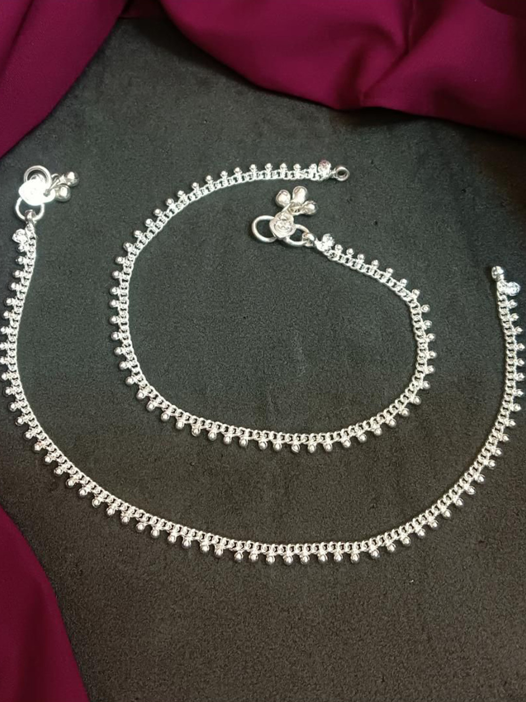 

Efulgenz Set Of 2 Rhodium-Plated Anklets, Silver