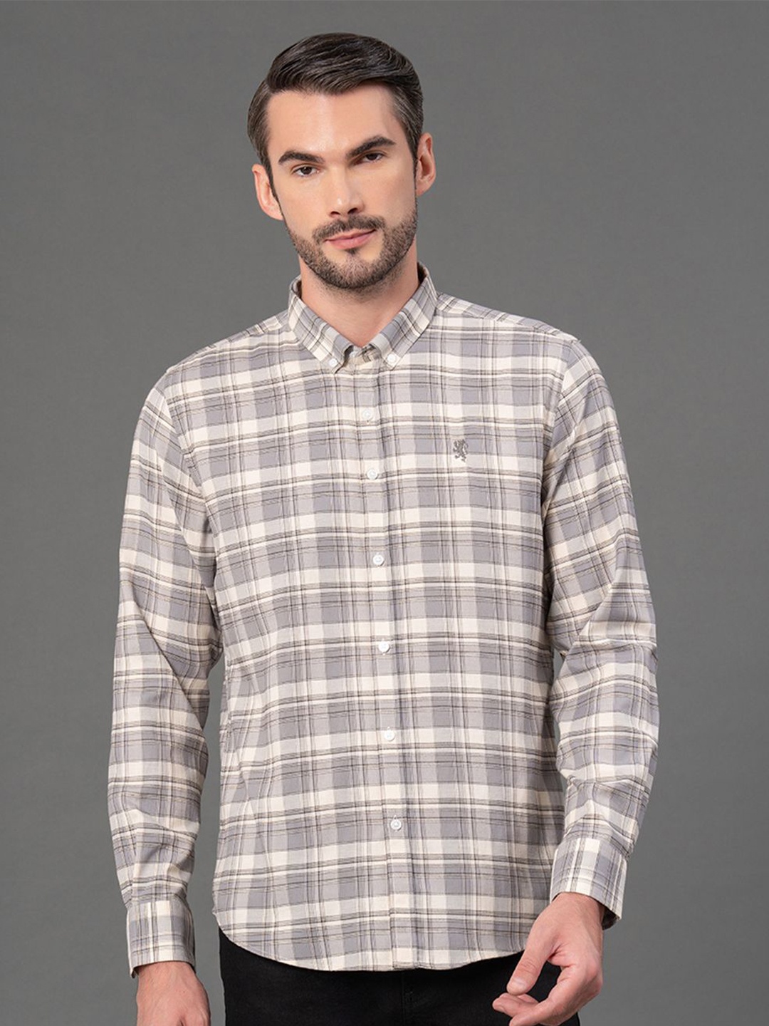 

Red Tape Men Tartan Checked Casual Shirt, Grey