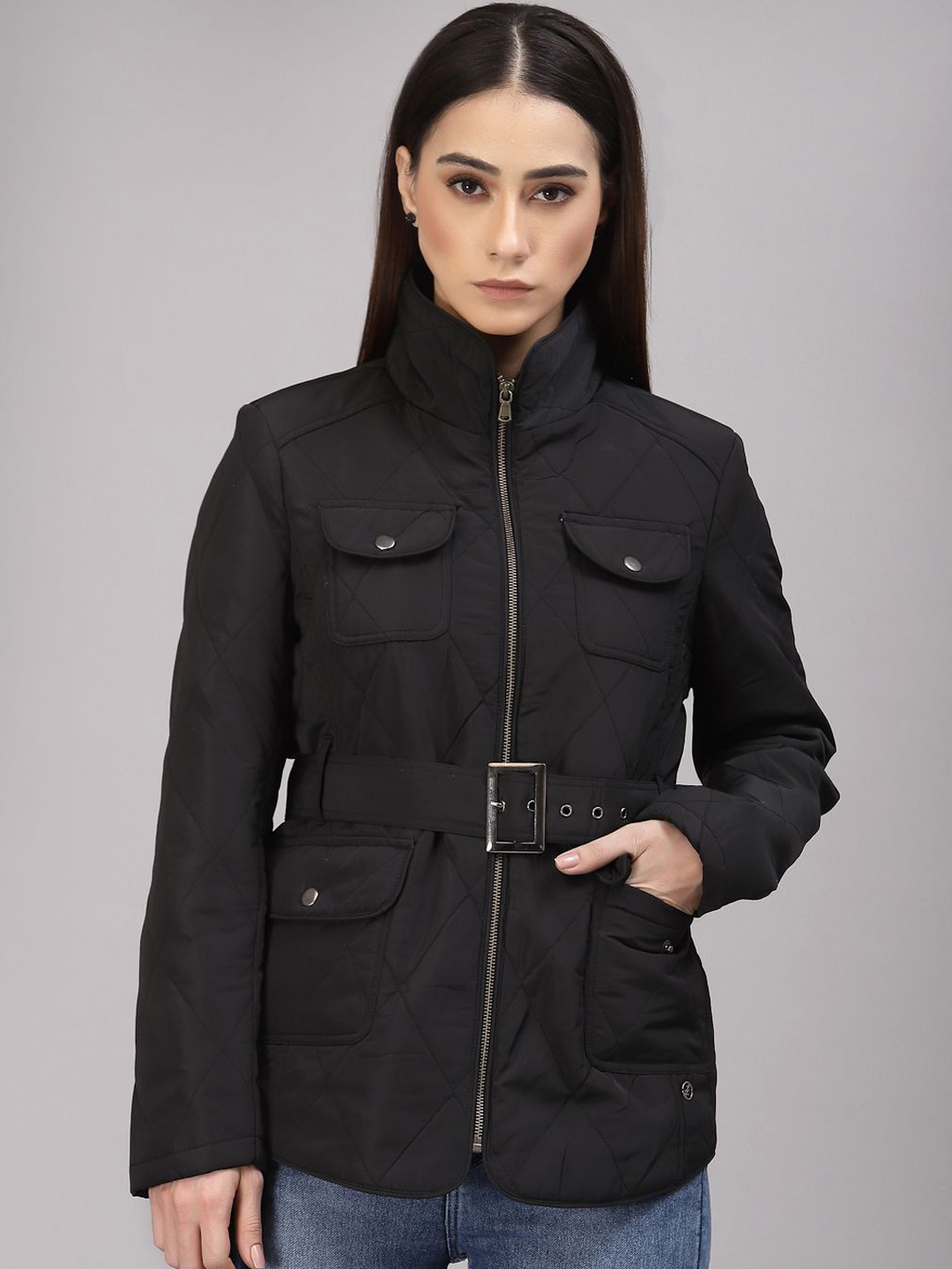 

Gipsy Women Solid Quilted Jacket, Black