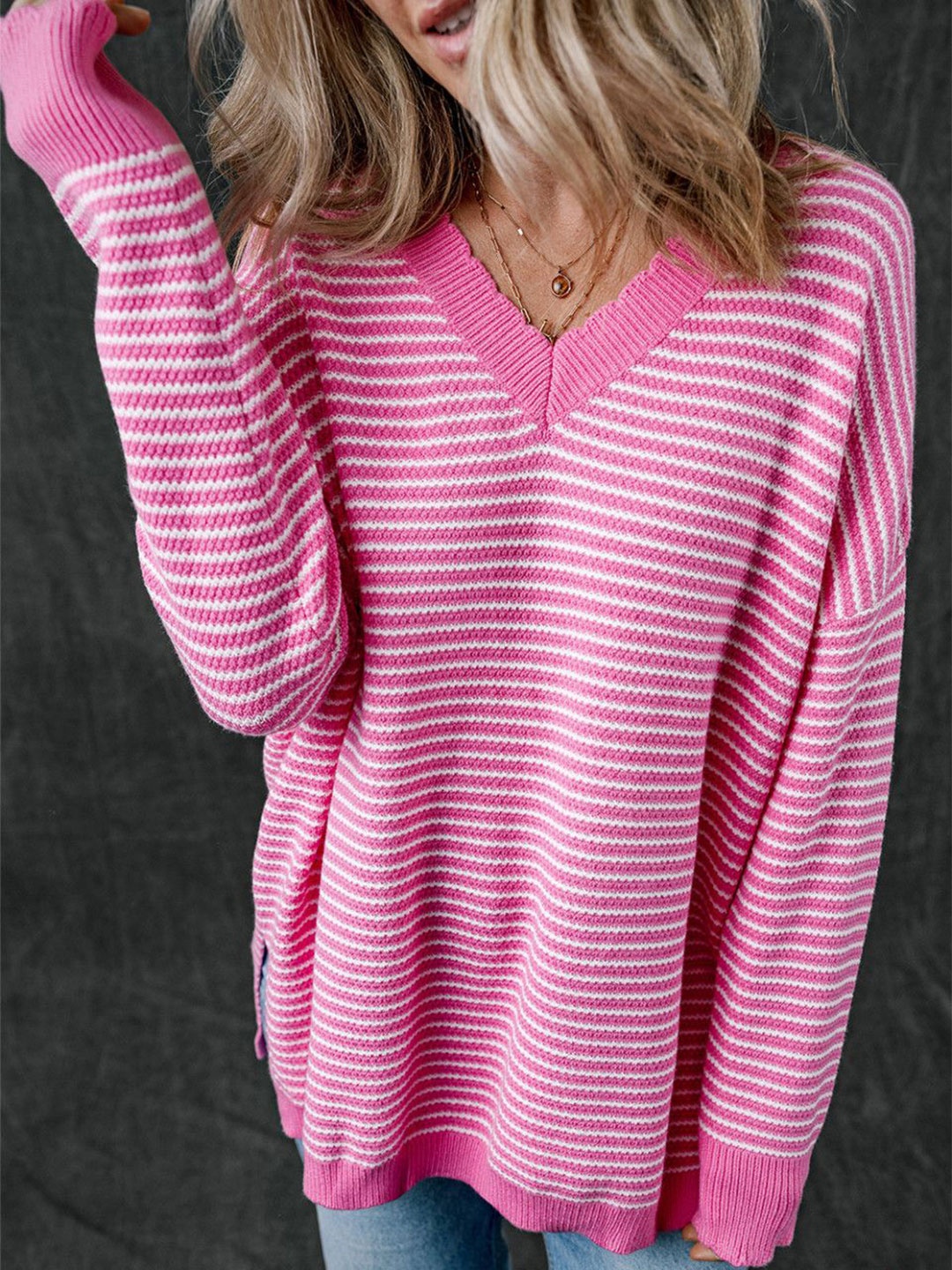 

StyleCast Women Striped Pullover, Pink