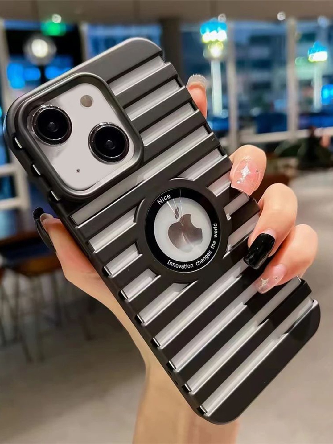 

Luxury Kase Solid Printed iPhone 14 Plus Back Case Mobile Accessories, Black