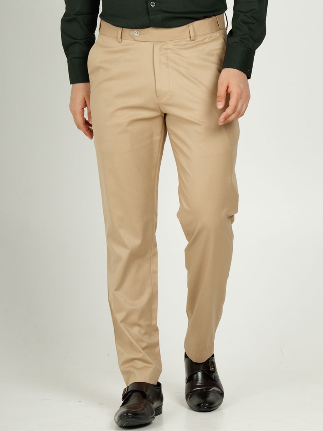 

Muffynn Men Cotton Regular Fit Relaxed Trousers, Beige