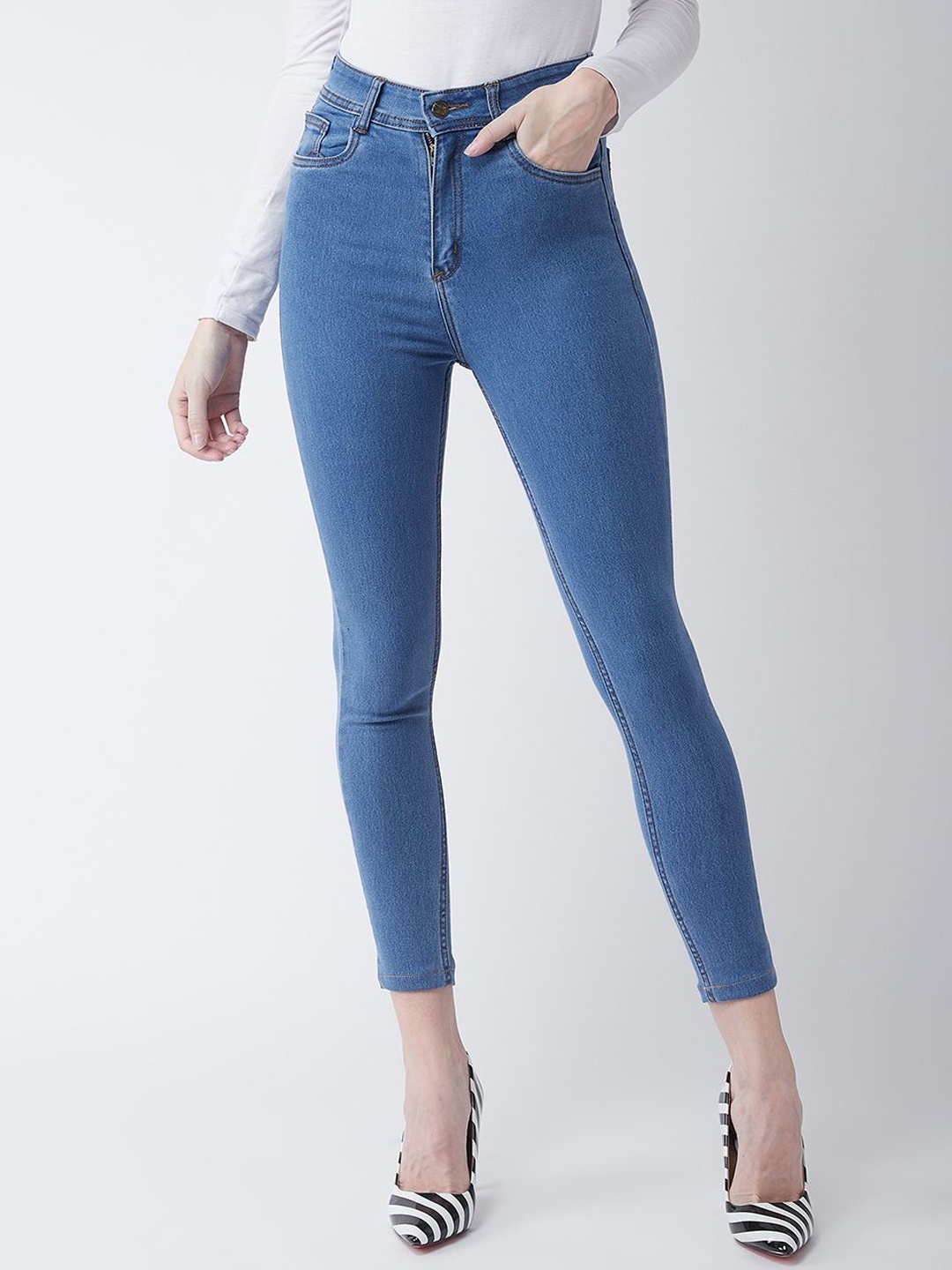 

Miss Chase Women Skinny Fit High-Rise Stretchable Jeans, Blue