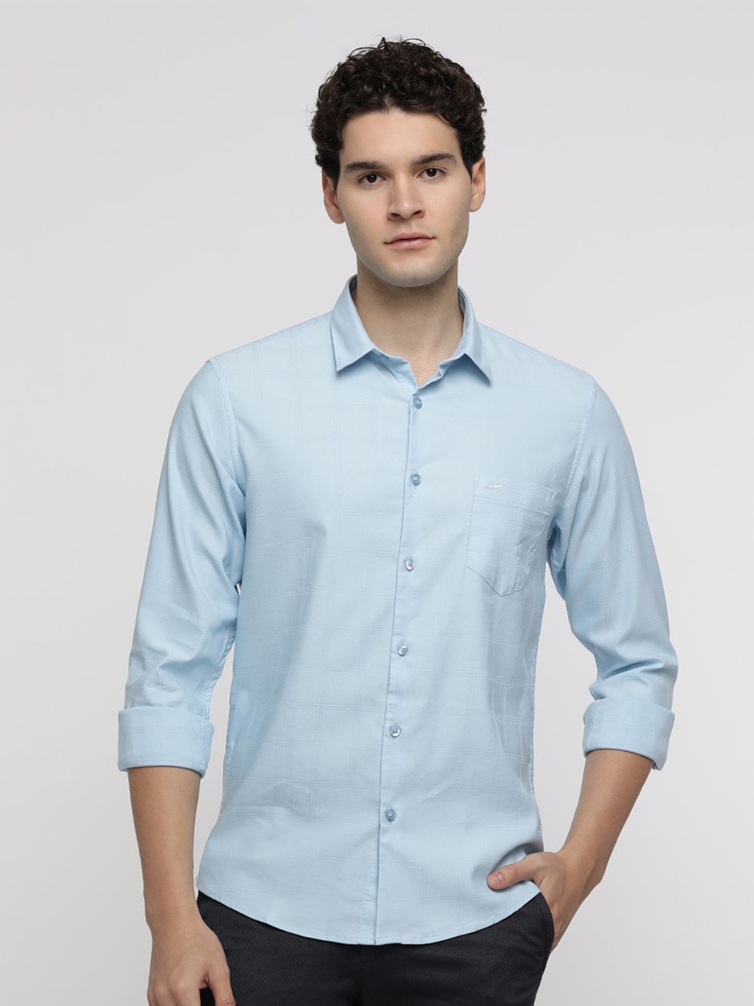 

Crocodile Men India Slim Checked Slim Fit Casual Shirt, Blue