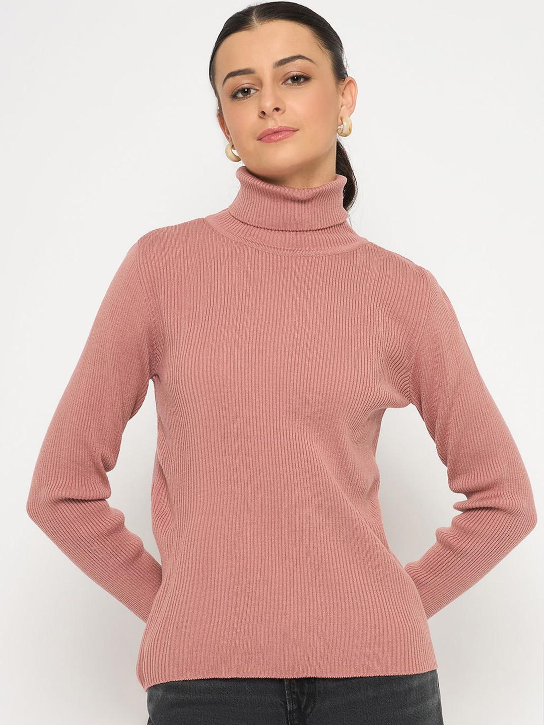

Madame Women Turtle Neck Pullover, Pink