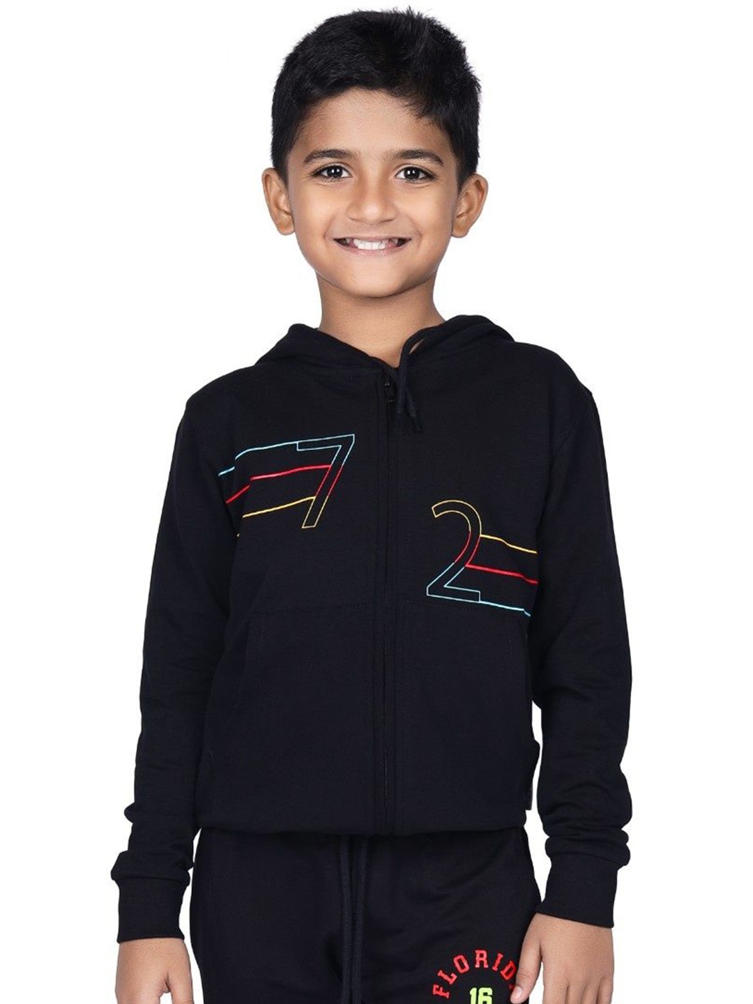 

CRAZYPENGUIN ELITE Boys Hooded Front-Open Sweatshirt, Black