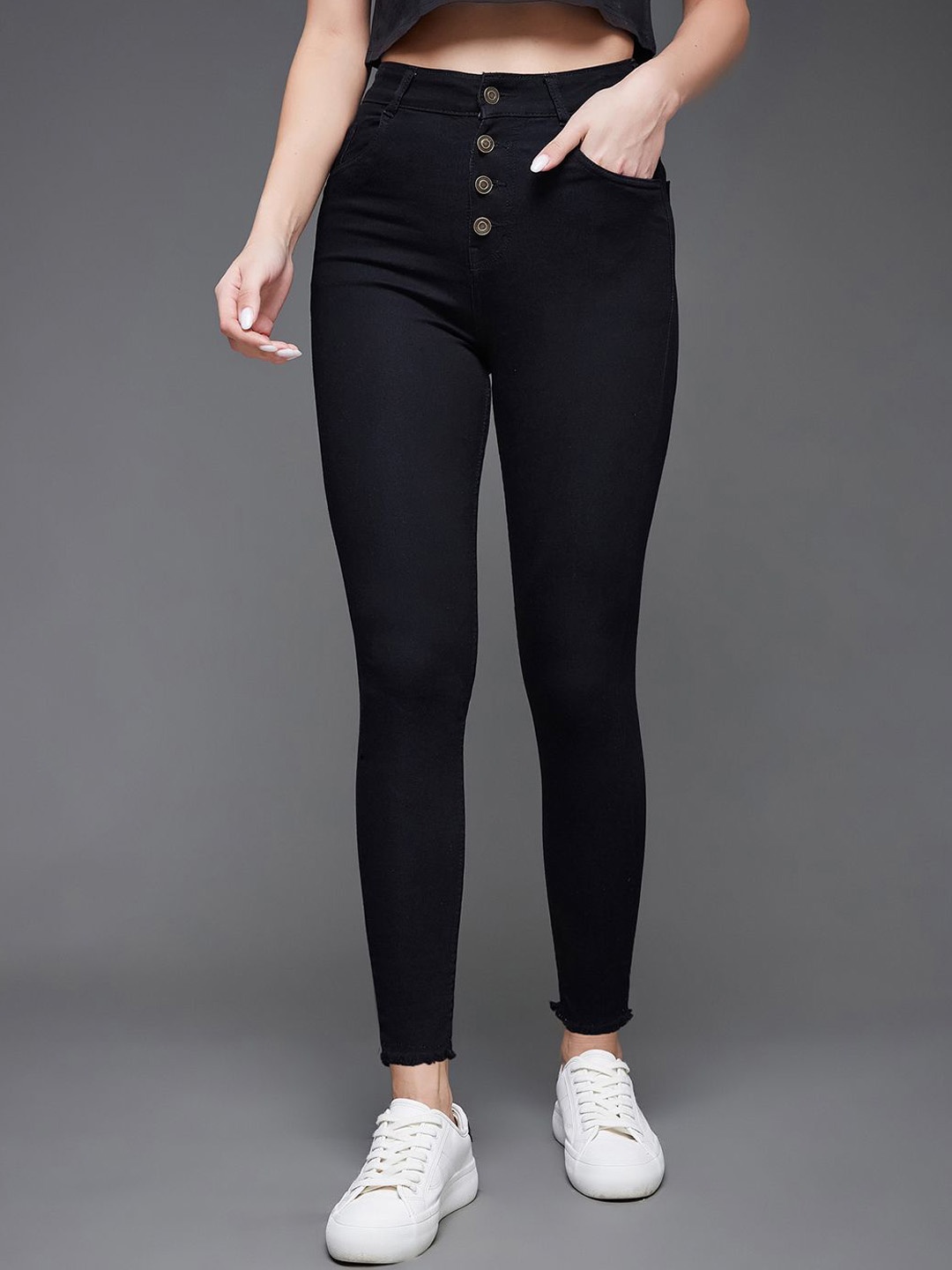 

Miss Chase Women Skinny Fit High-Rise Stretchable Denim Jeans, Black