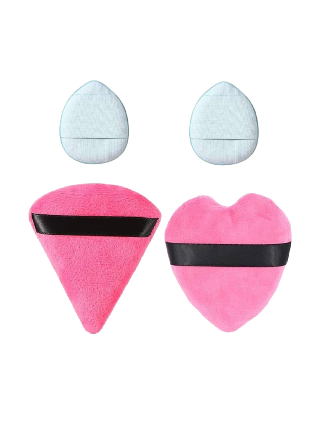 

Facejewel Set Of 4 Big Triangle Heart Puff & Makeup Finger Puff, Pink