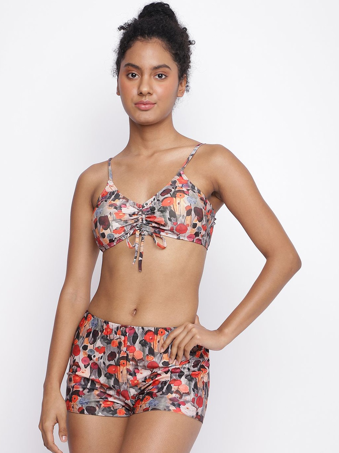 

La Intimo Women Printed Tankini, Grey