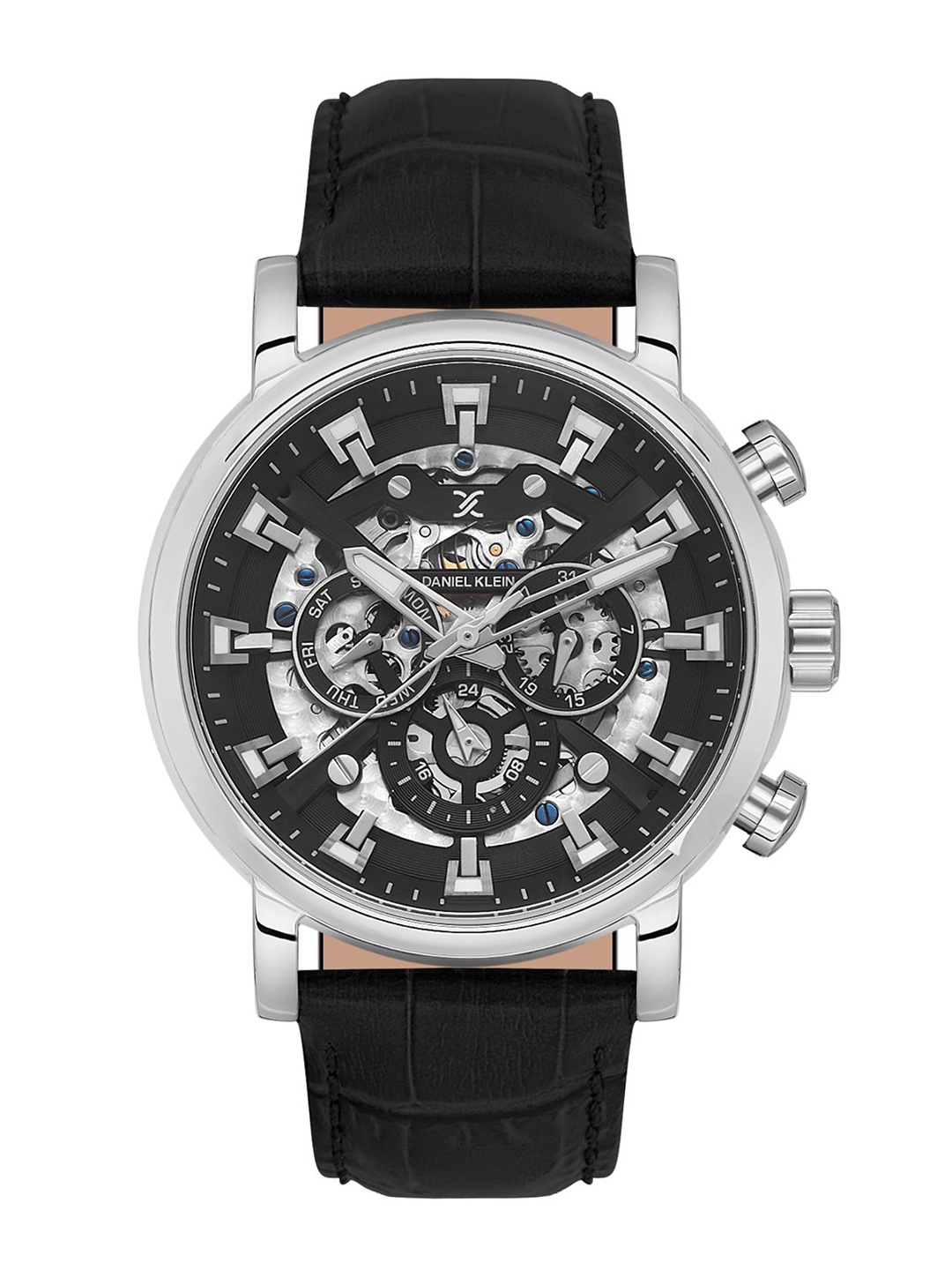 

Daniel Klein Men Skeleton Dial & Leather Straps Analogue Watch DK.1.13850-1, Black