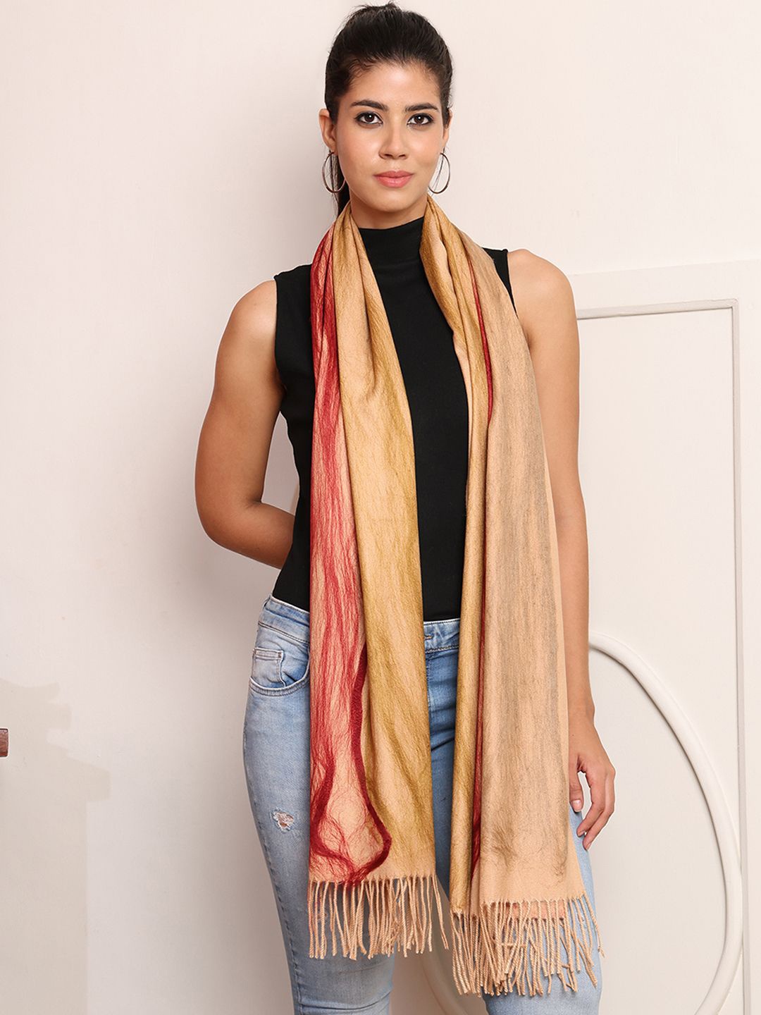 

ELLIS Women Self Design Mufflers, Beige