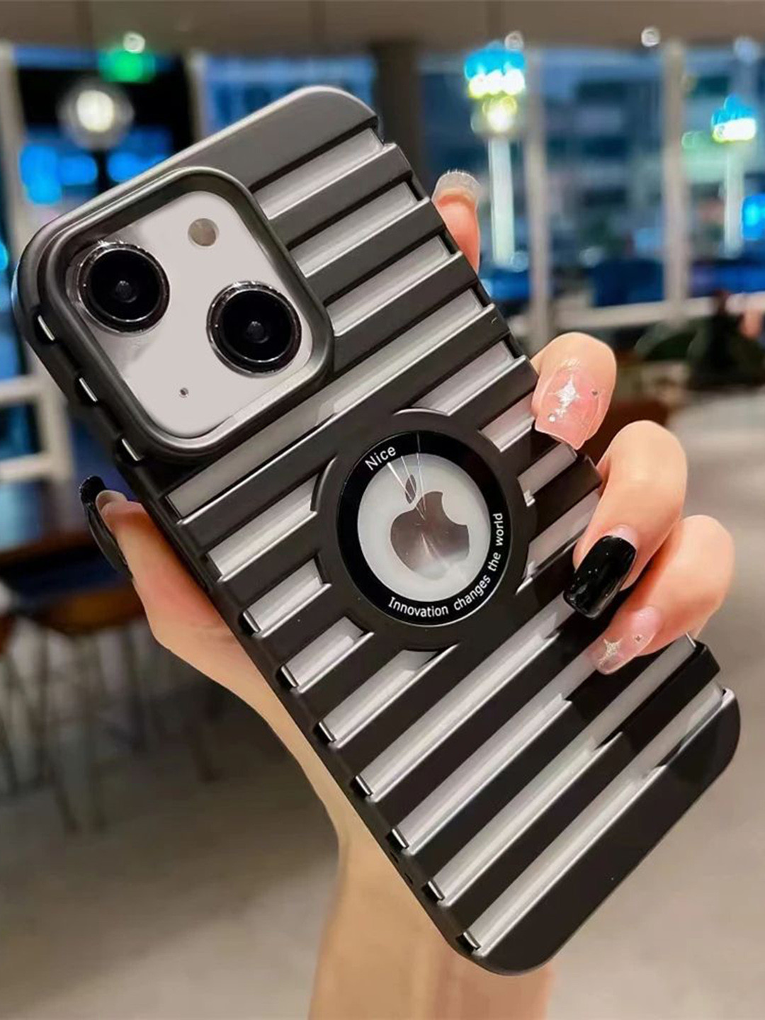 

Luxury Kase Solid Printed iPhone 15 Plus Back Case Mobile Accessories, Black