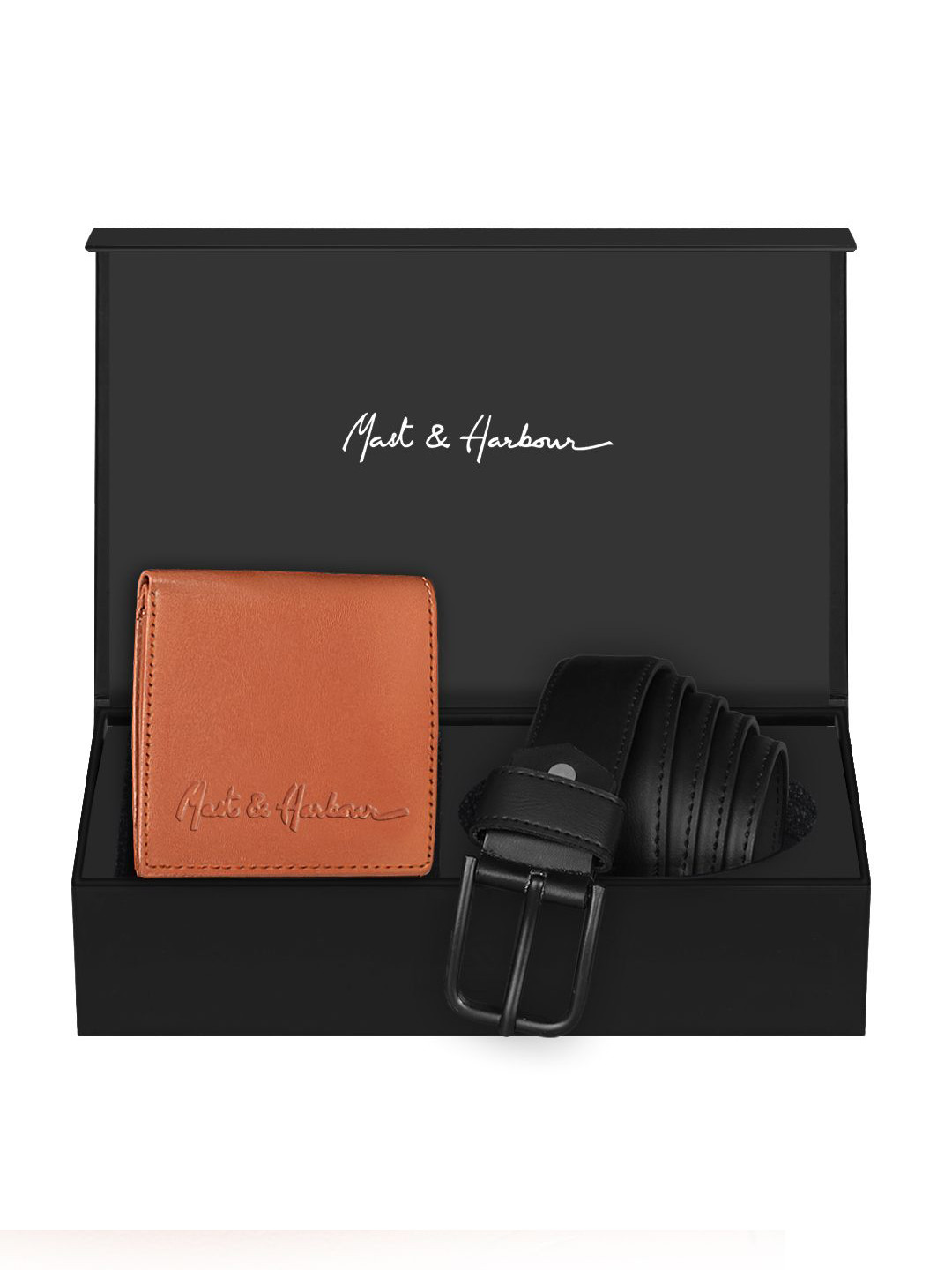 

Mast & Harbour Men Accessory Gift Set of Wallet & Belt, Black