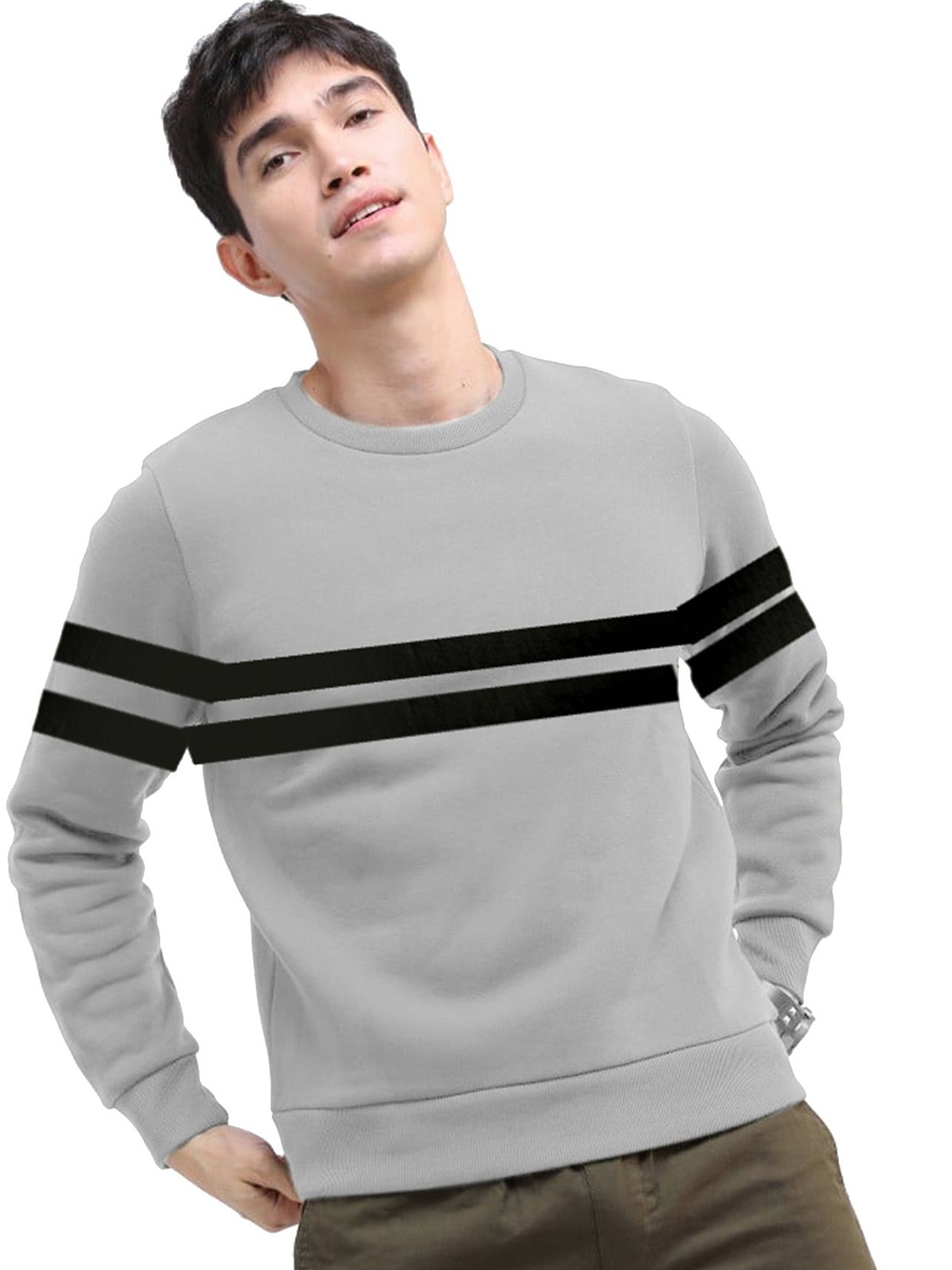 

AUSK Men Solid Round Neck Full Sleeve Sweatshirt, Grey