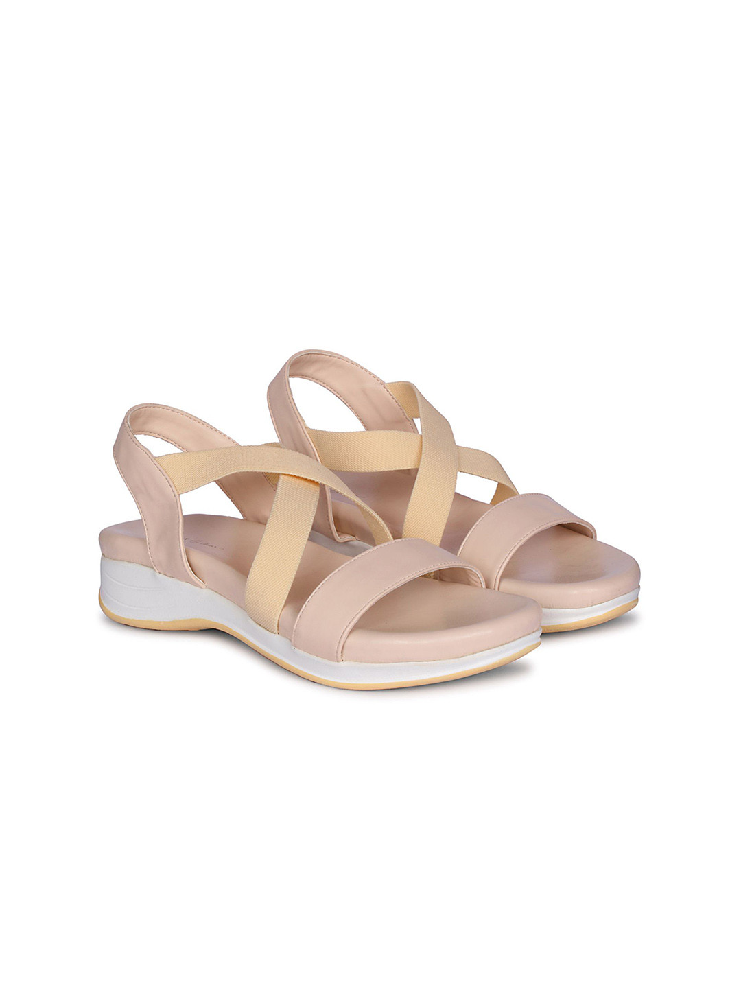 

Mast & Harbour Women Open Toe Wedge Sandals, Cream