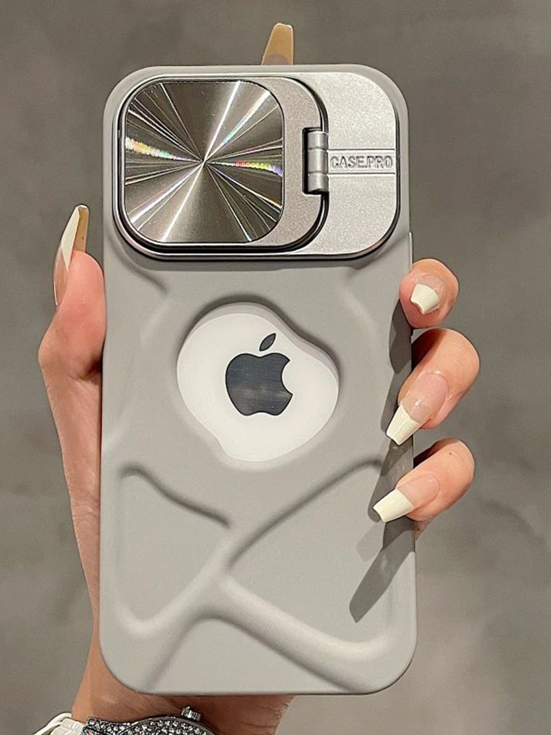

Luxury Kase Solid iPhone 15 Pro Max Back Case, Grey