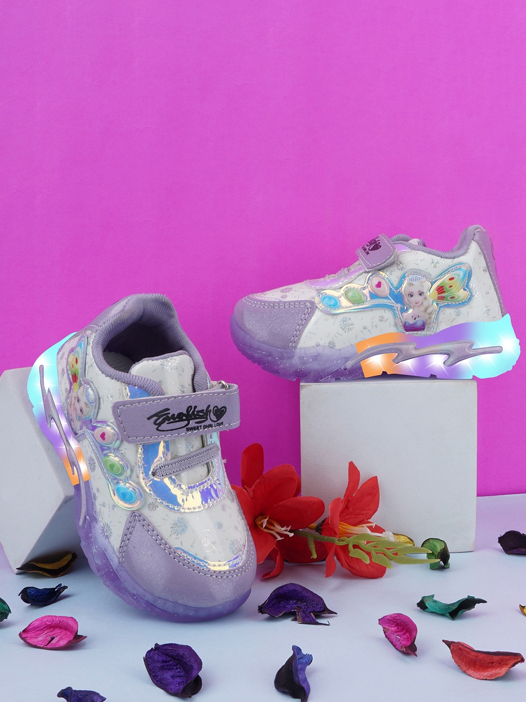 

BAESD Girls Printed LED Sneakers, Purple