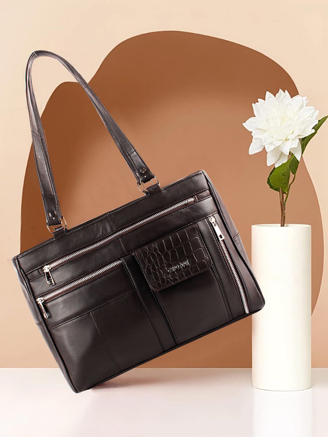 

CIMONI Structured Shoulder Bag, Brown