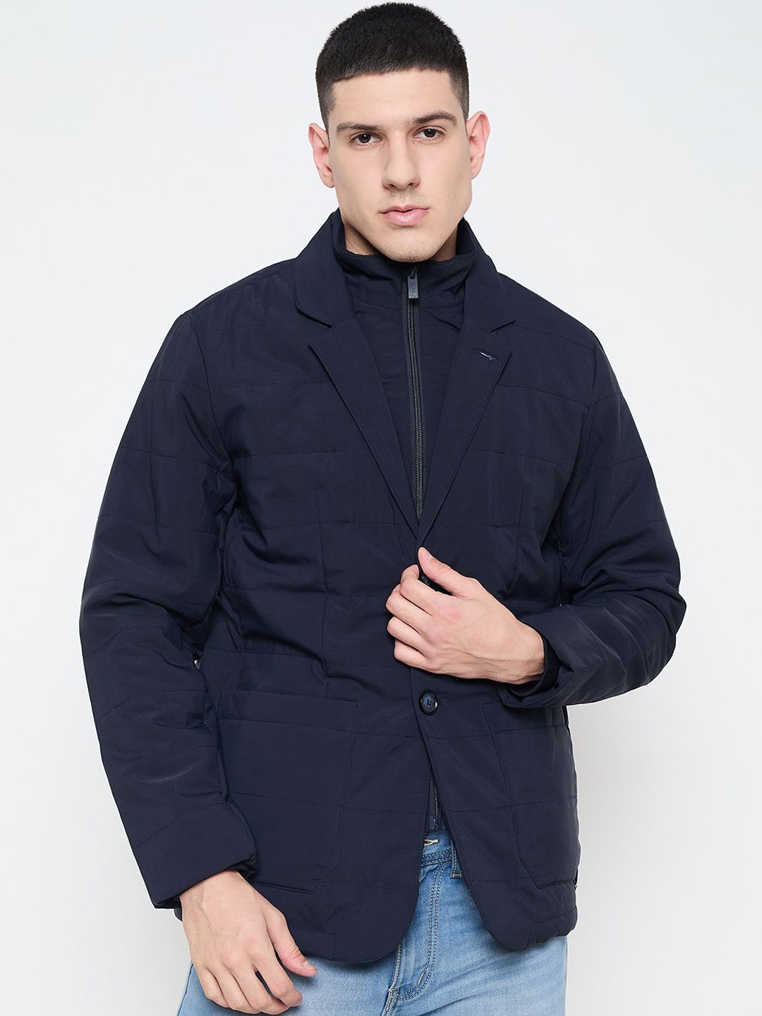 

Duke Lapel Collar Quilted Jacket, Blue