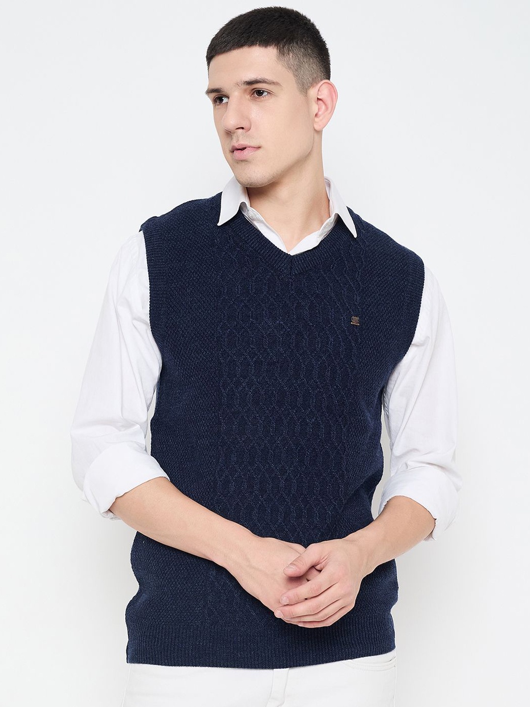 

Duke Men Cable Knit Self Design Pullover, Blue