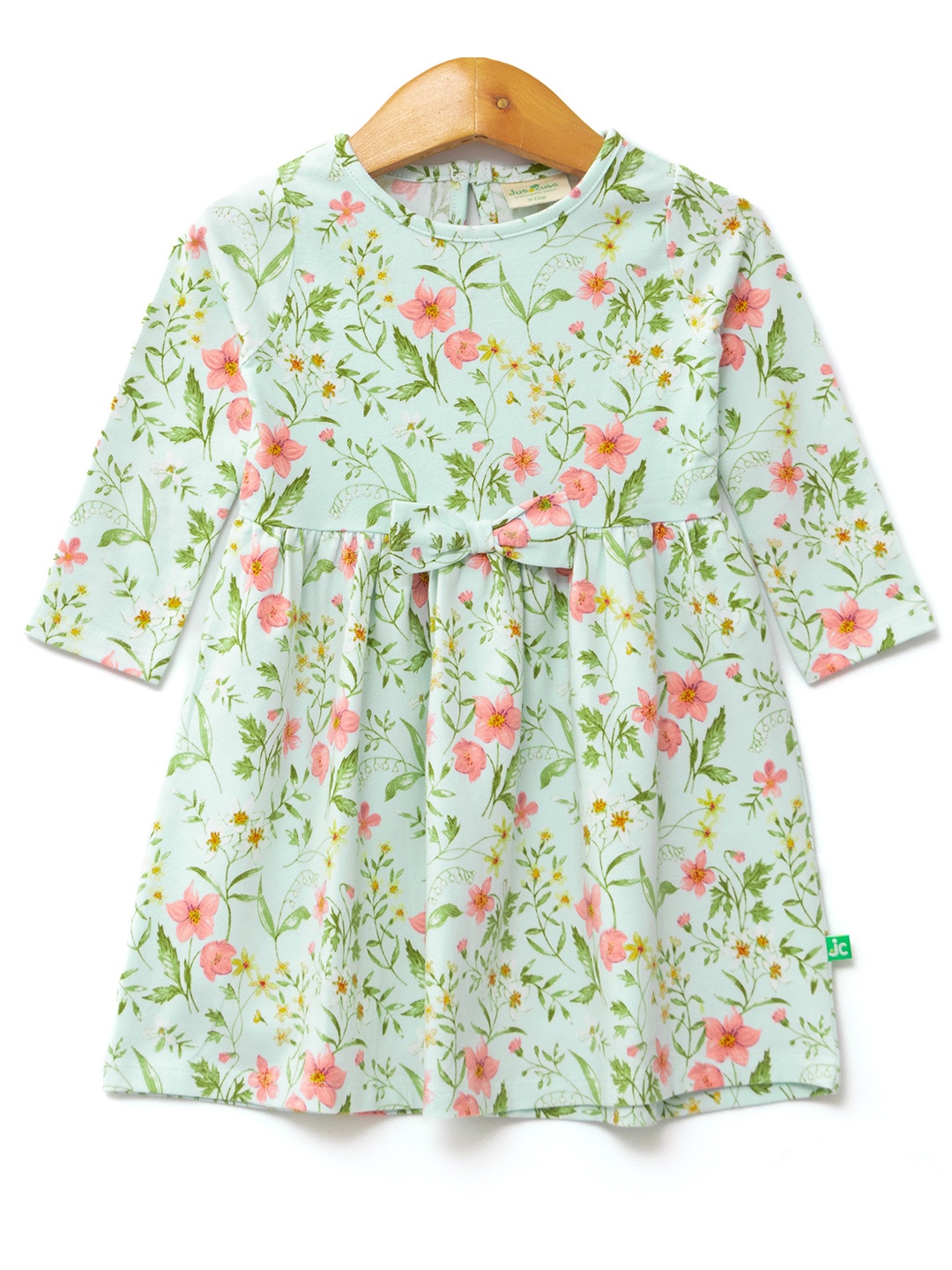 

JusCubs Girls Floral Printed Cotton Fit & Flare Dress, Green