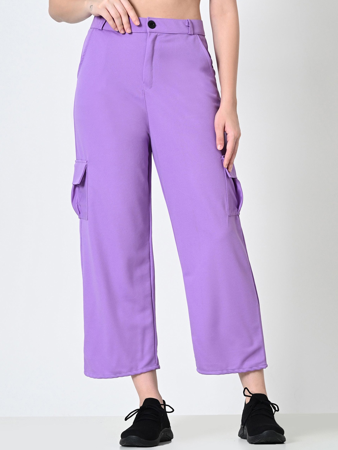 

ALIZA Women Relaxed Straight Leg Loose Fit Cargos, Lavender