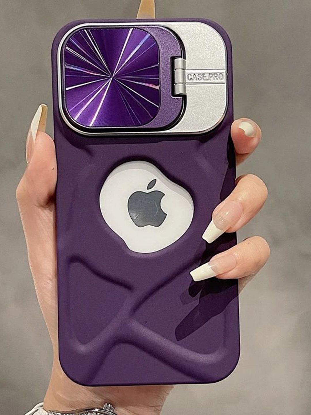 

Luxury Kase Solid Printed iPhone 14 Pro Back Case Mobile Accessories, Purple