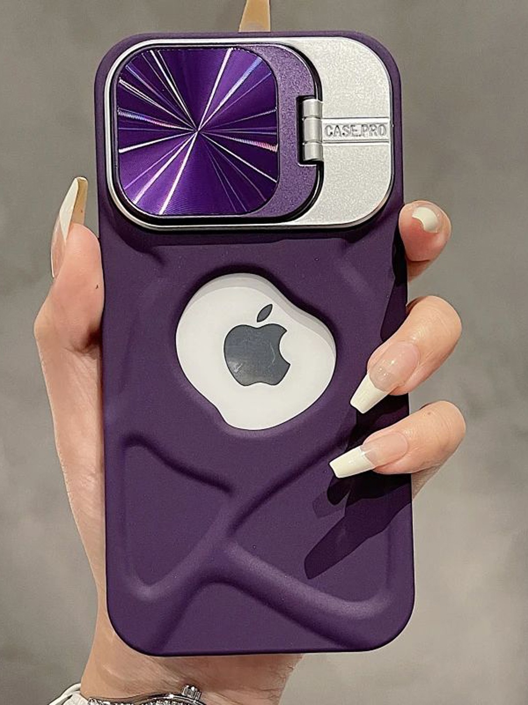 

Luxury Kase Solid Printed iPhone 14 Back Case Mobile Accessories, Purple