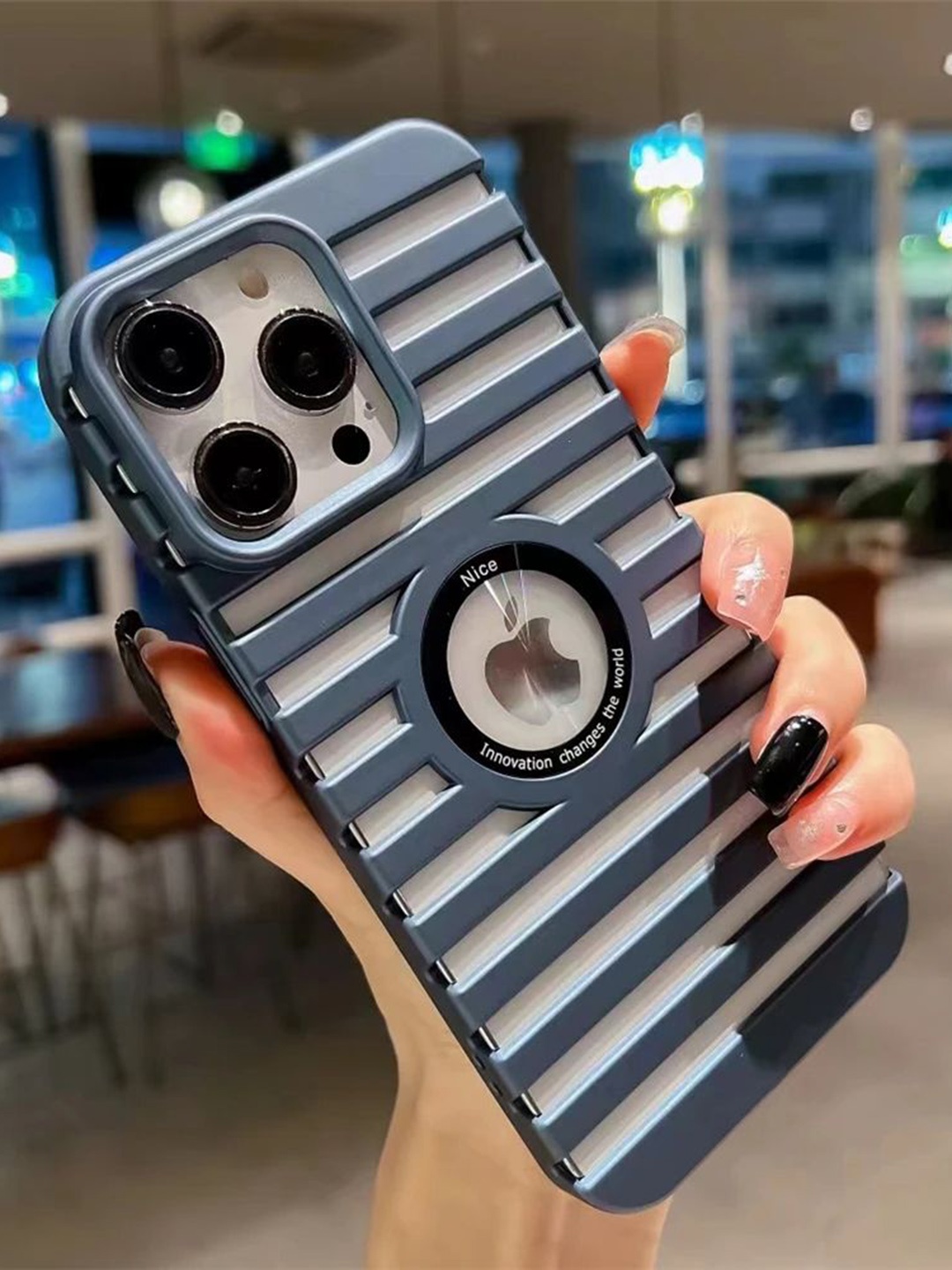 

Luxury Kase Solid Printed iPhone 13 Pro Max Back Case Mobile Accessories, Blue