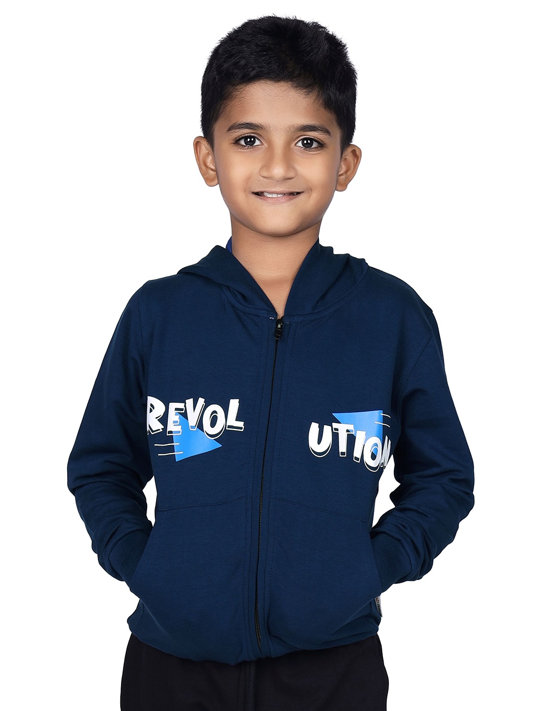 

CRAZYPENGUIN ELITE Boys Cotton Hooded Typography Printed Dry Fit Sweatshirt, Blue