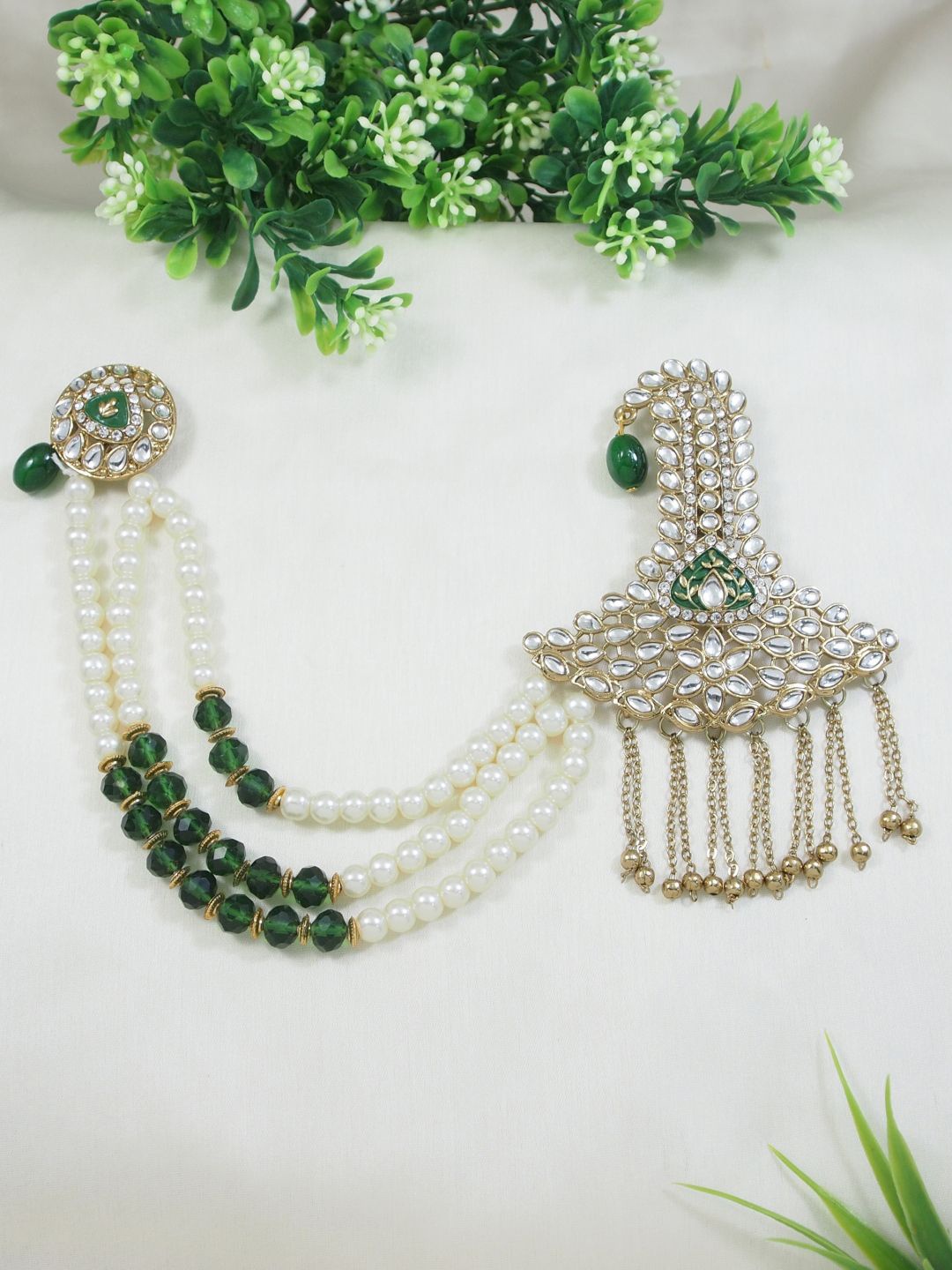 

I Jewels Gold Plated Kundan Studded Safa Kalangi Brooch