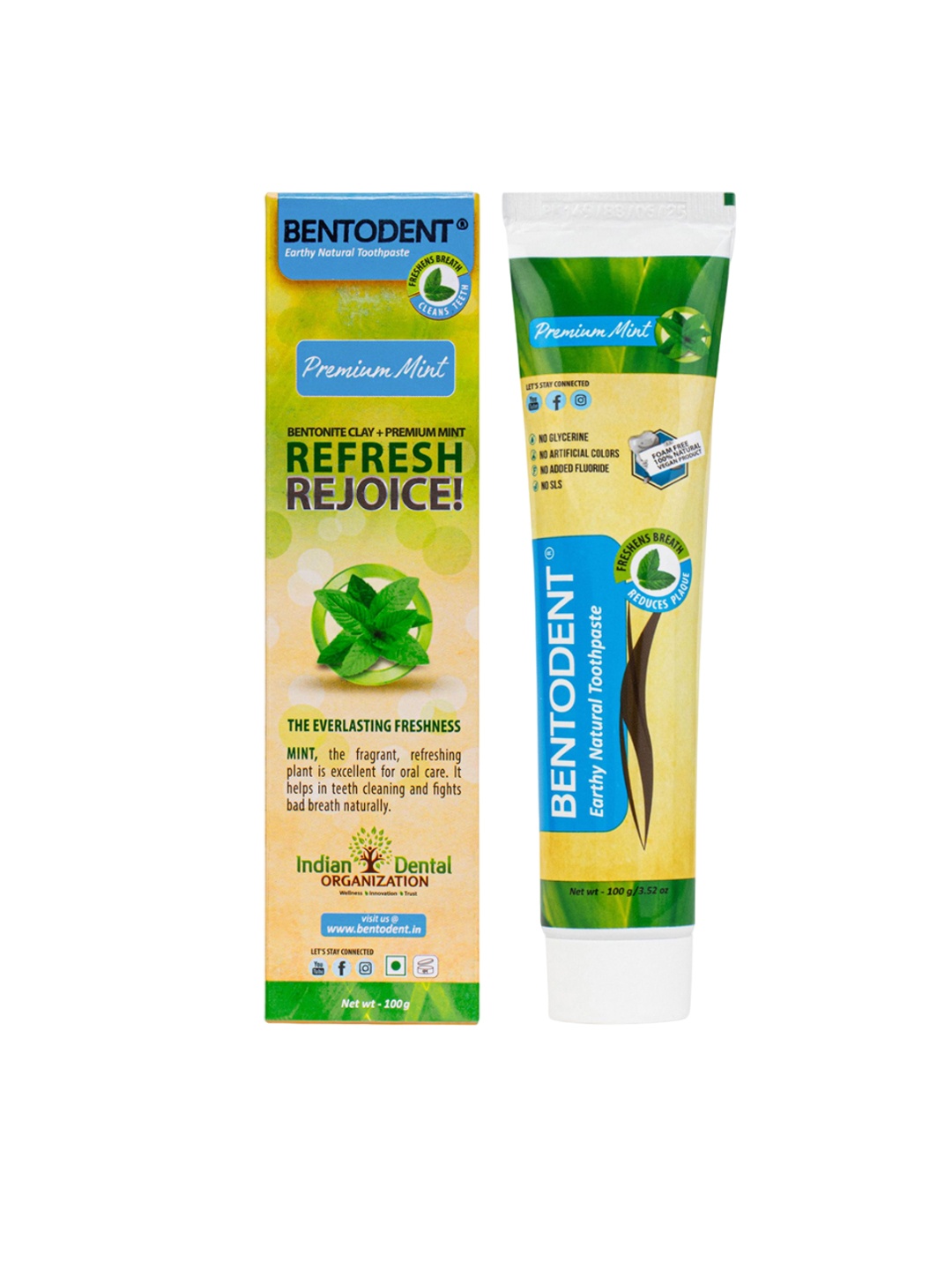 

BENTODENT Premium Mint Natural Toothpaste- 100 g, Green