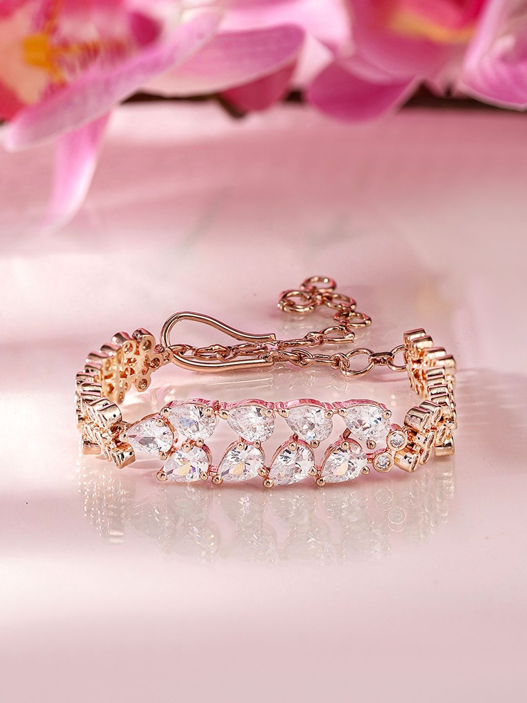 

Priyaasi Rose Gold Plated American Diamond Wraparound Bracelet