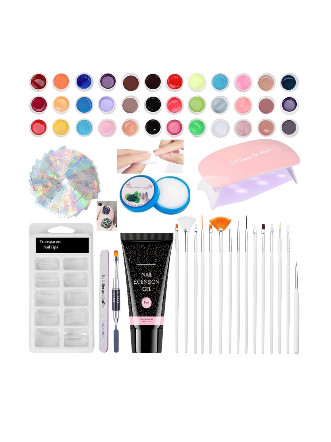 

NANCY AJRAM 67-In-1 Poly Nail Extension With Builder Gel, Nail Colors & Brushes, White