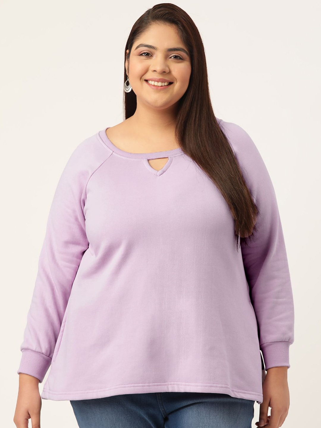 

theRebelinme Women Round Neck Cotton Sweatshirt, Lavender