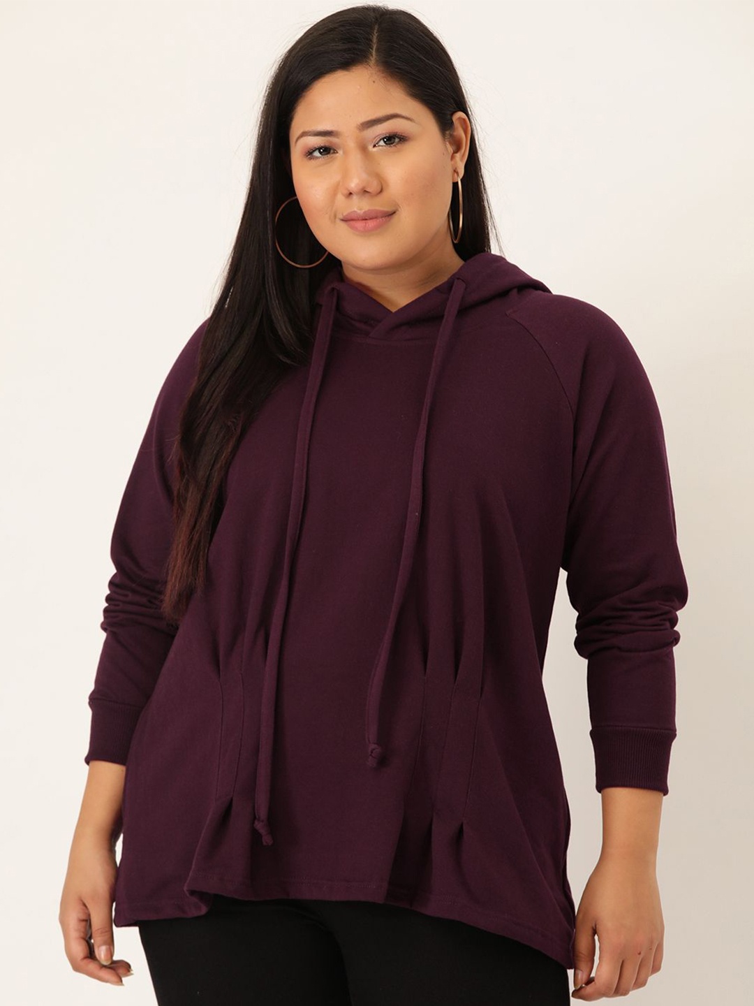 

theRebelinme Women Plus Size Hooded Pullover Sweatshirt, Burgundy