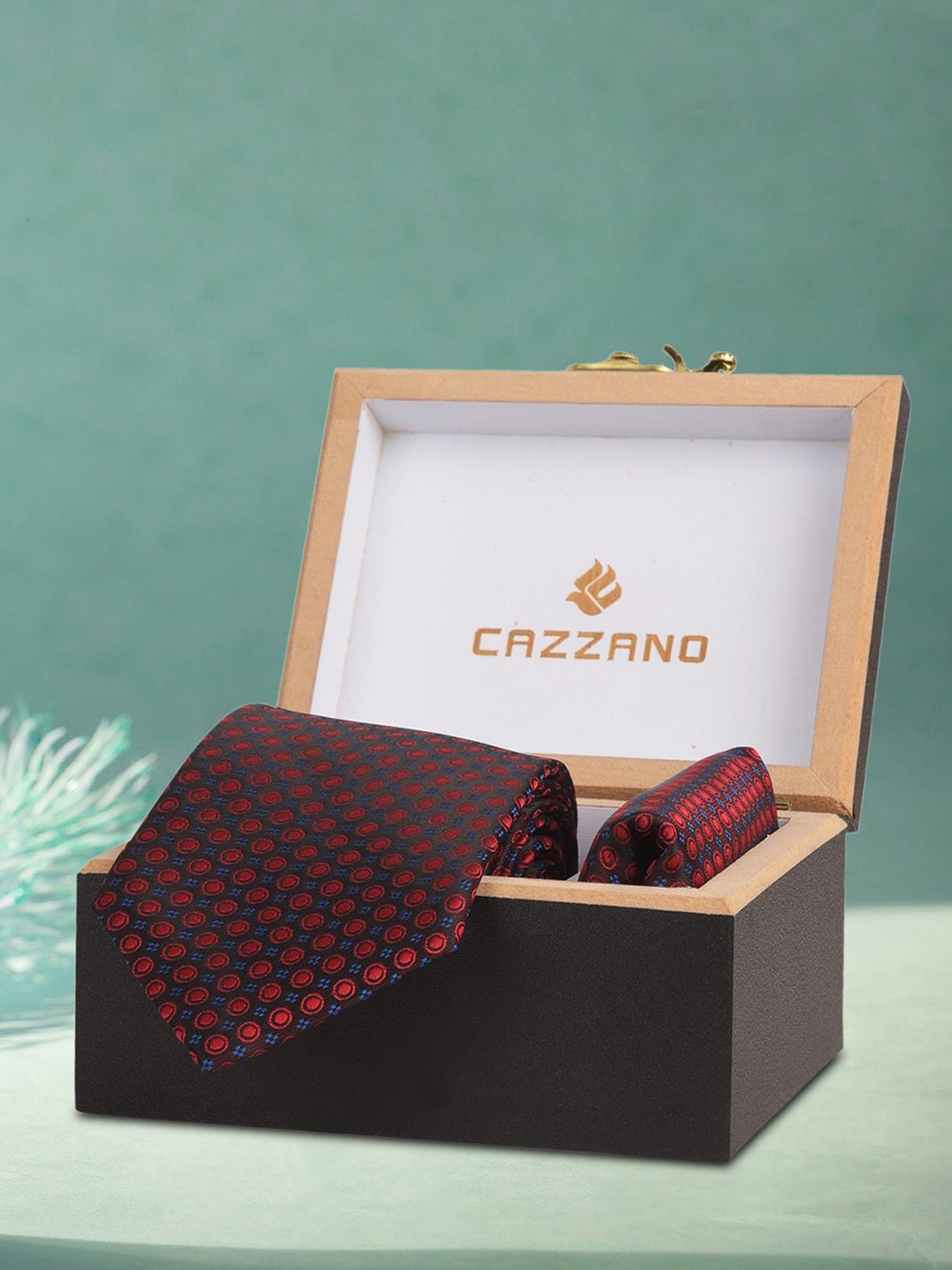 

Cazzano Men Tie and Pocket Square Accessory Gift, Red